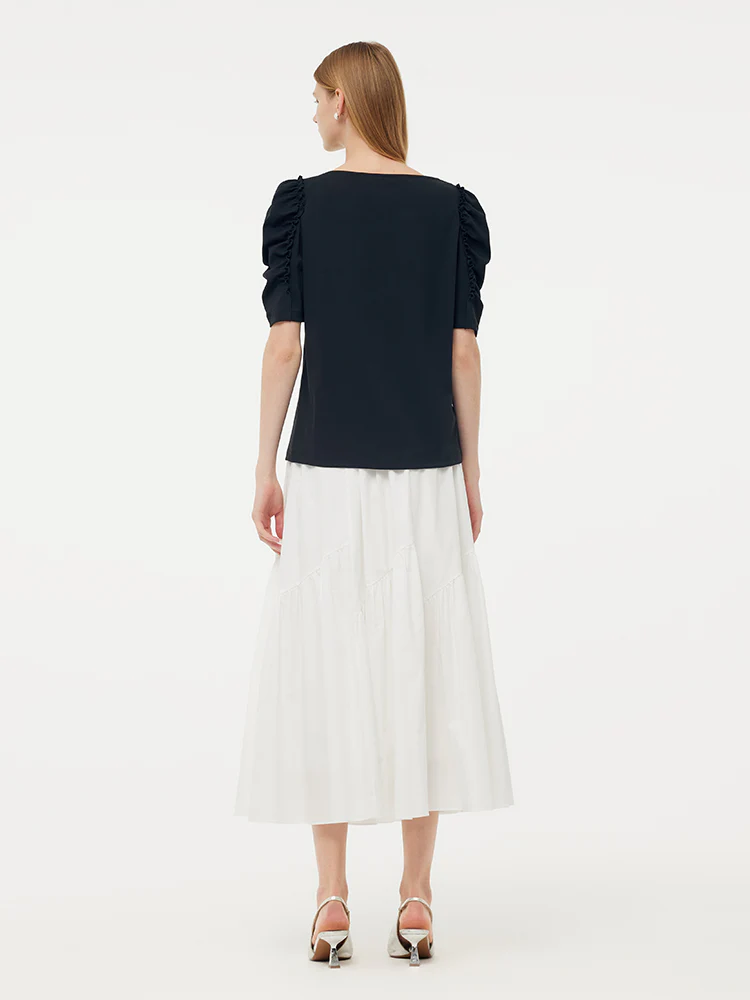 V-Neck Puff Sleeve Women Knit Top - Image 3