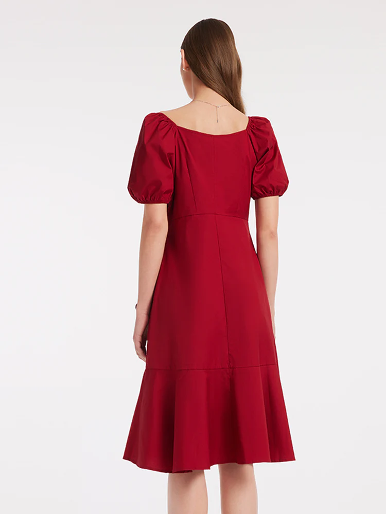 V-Neck Ruffle Cotton Midi Dress - Image 3