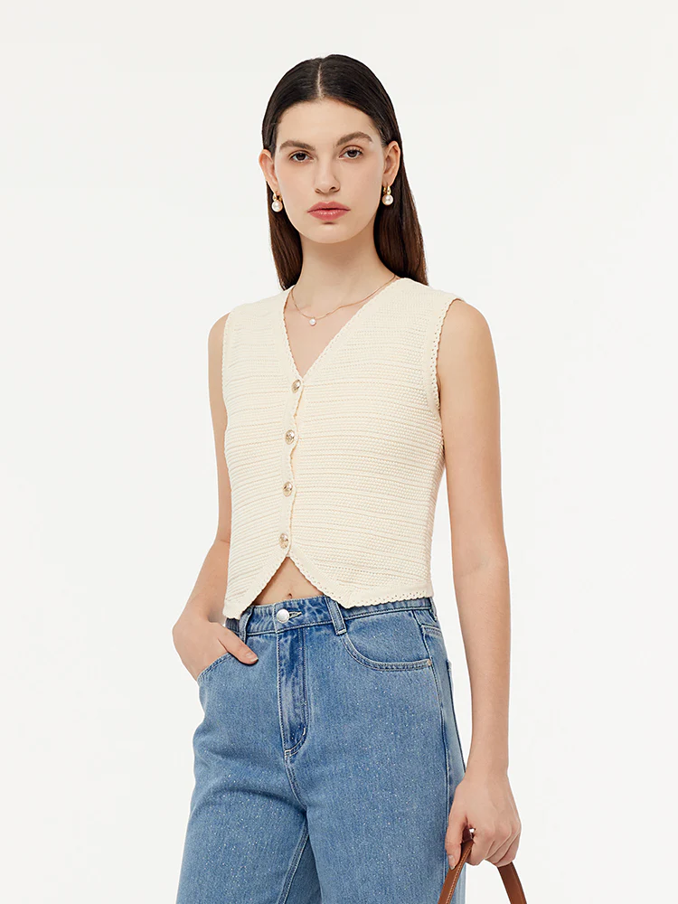 V-Neck Slim Fit Women Knit Vest - Image 16