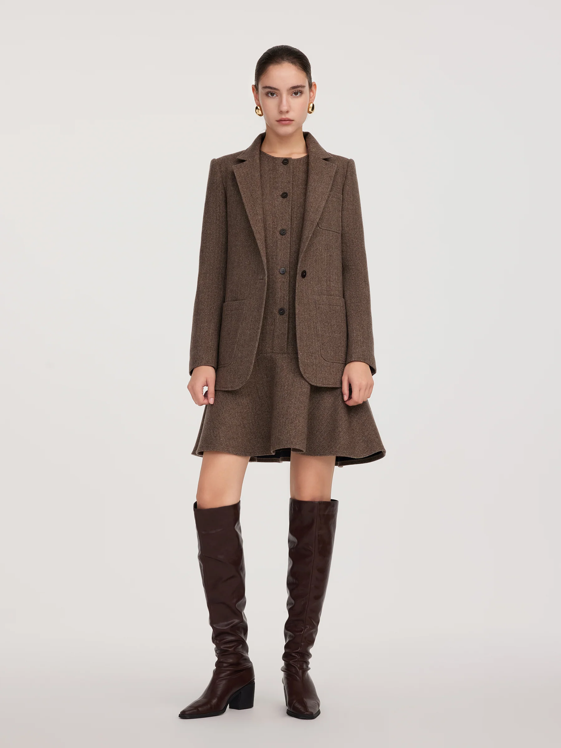 Washable Wool Blazer And Sleeveless Mini Dress Two-Piece Set - Image 2
