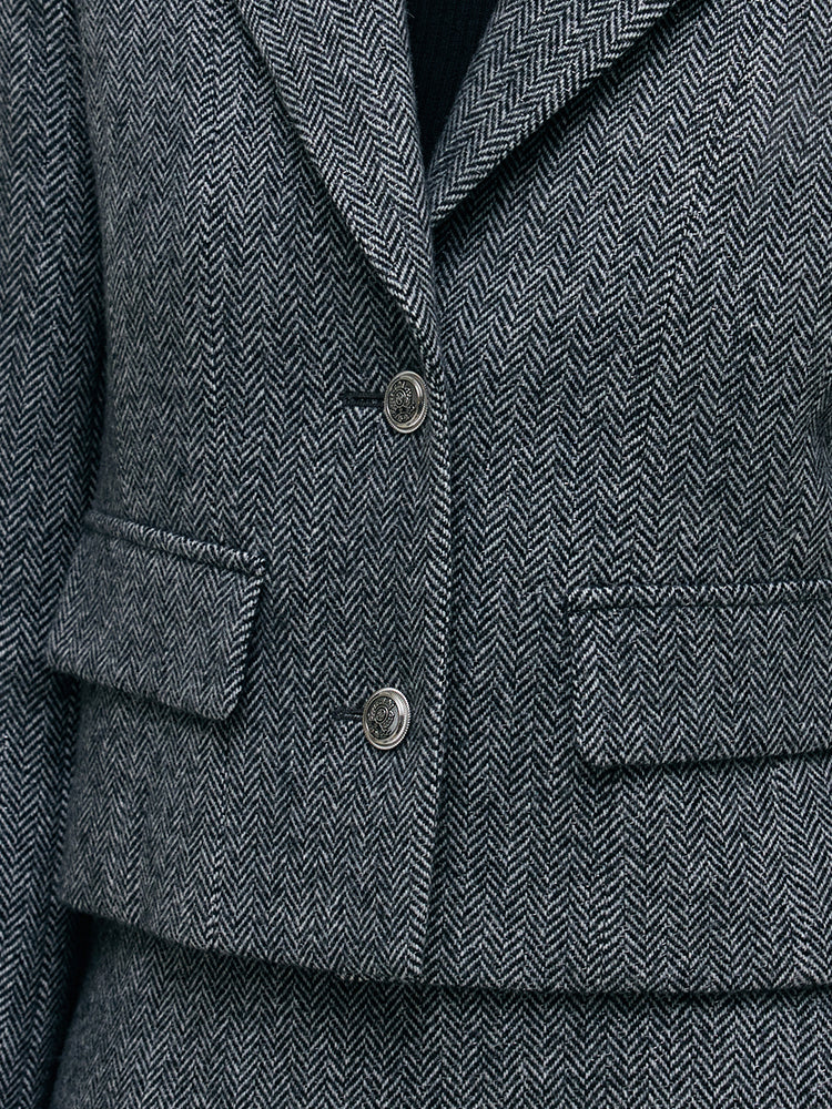 Washable Wool Crop Jacket And Half Skirt Two-piece Set - Image 6