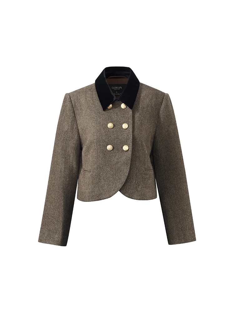 Washable Wool Double-Breasted Jacket And Skirt Two-Piece Set - Image 8