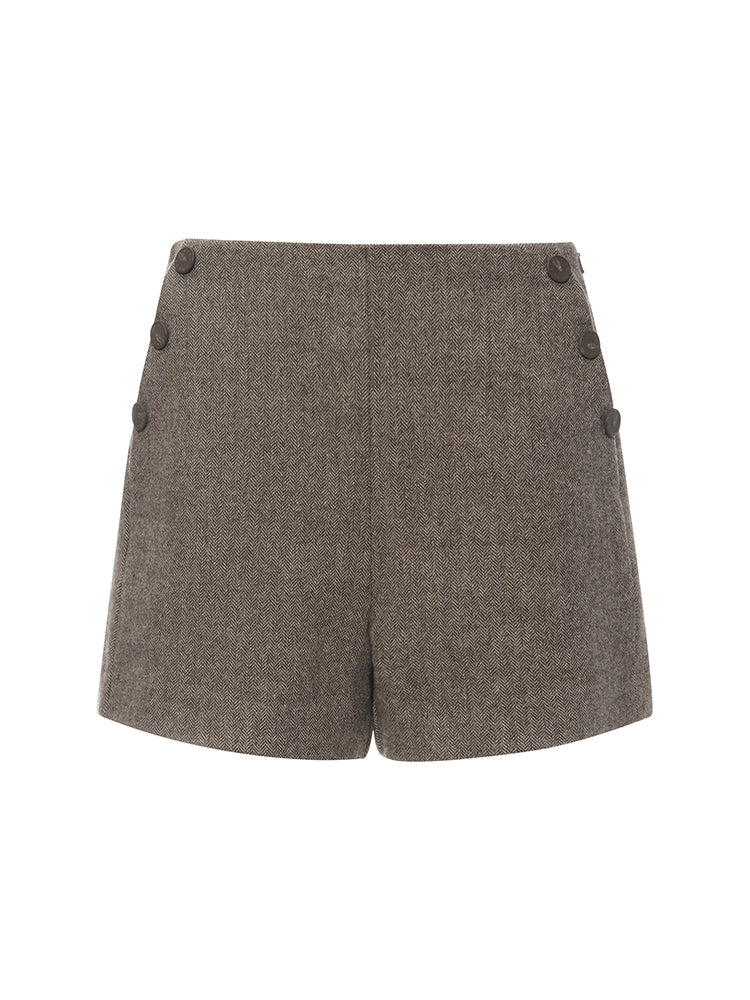 Brown Washable Wool Women Shorts - Image 6