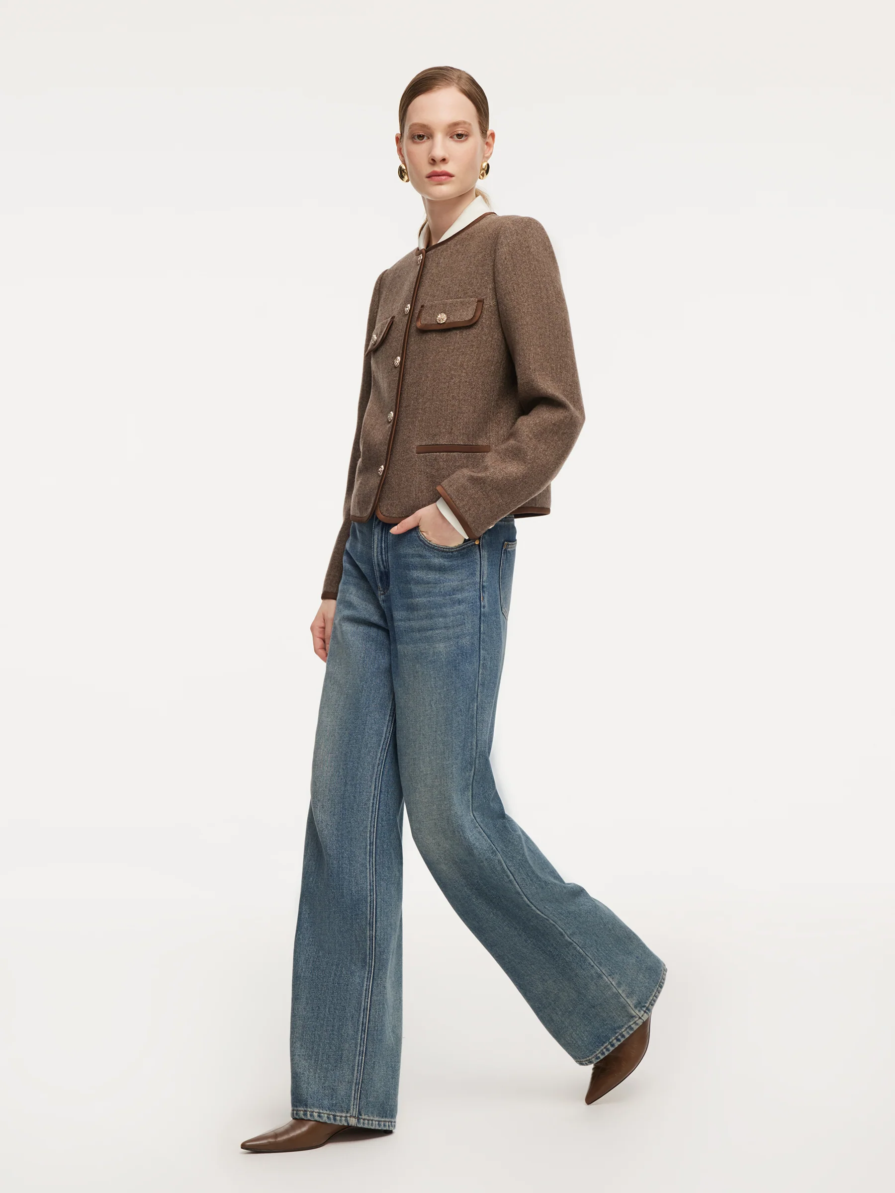 Washable Wool Single-Breasted Women Cropped Jacket - Image 3