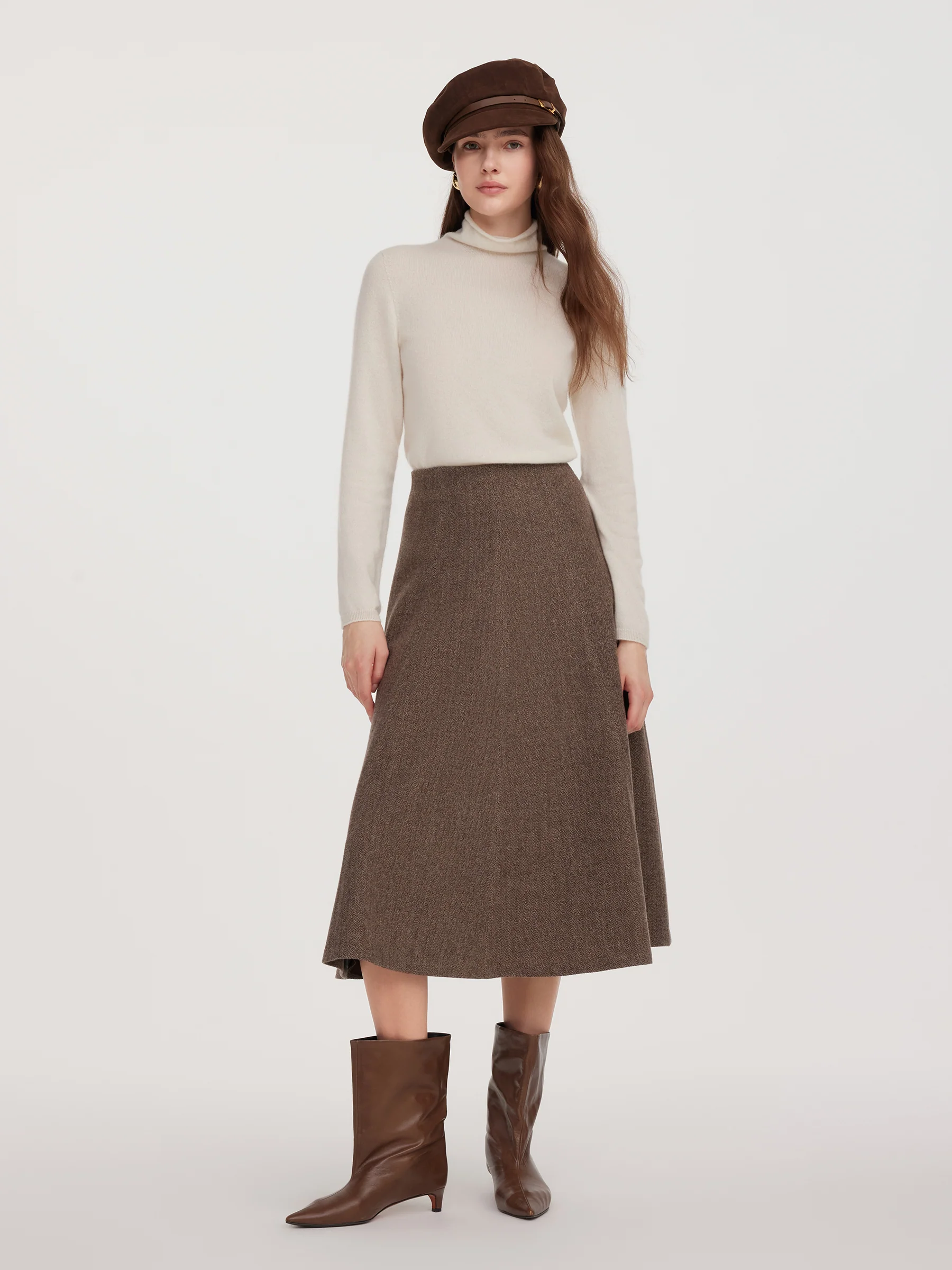 Washable Wool Women A-Line Flared Skirt - Image 2