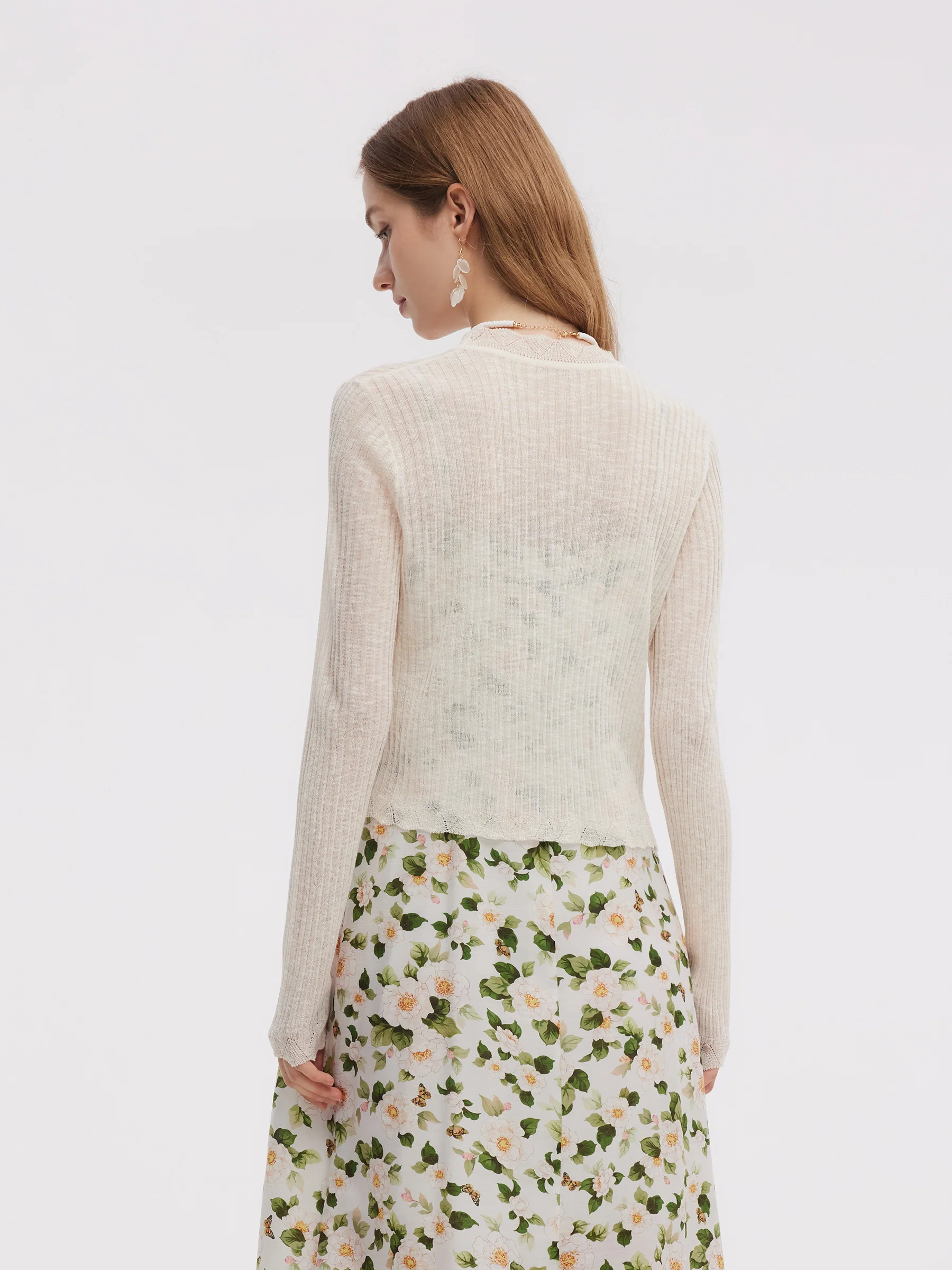 Wavy Trim Tie Front Women Cardigan - Image 3