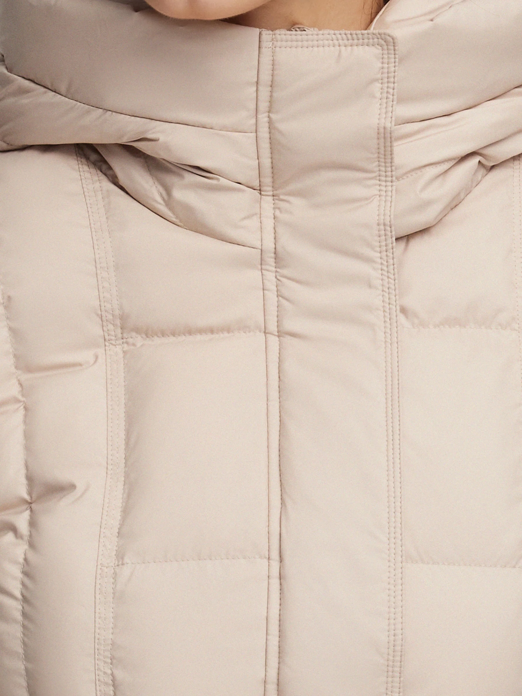 Windproof Hooded Goose Down Coat With Belt - Image 14