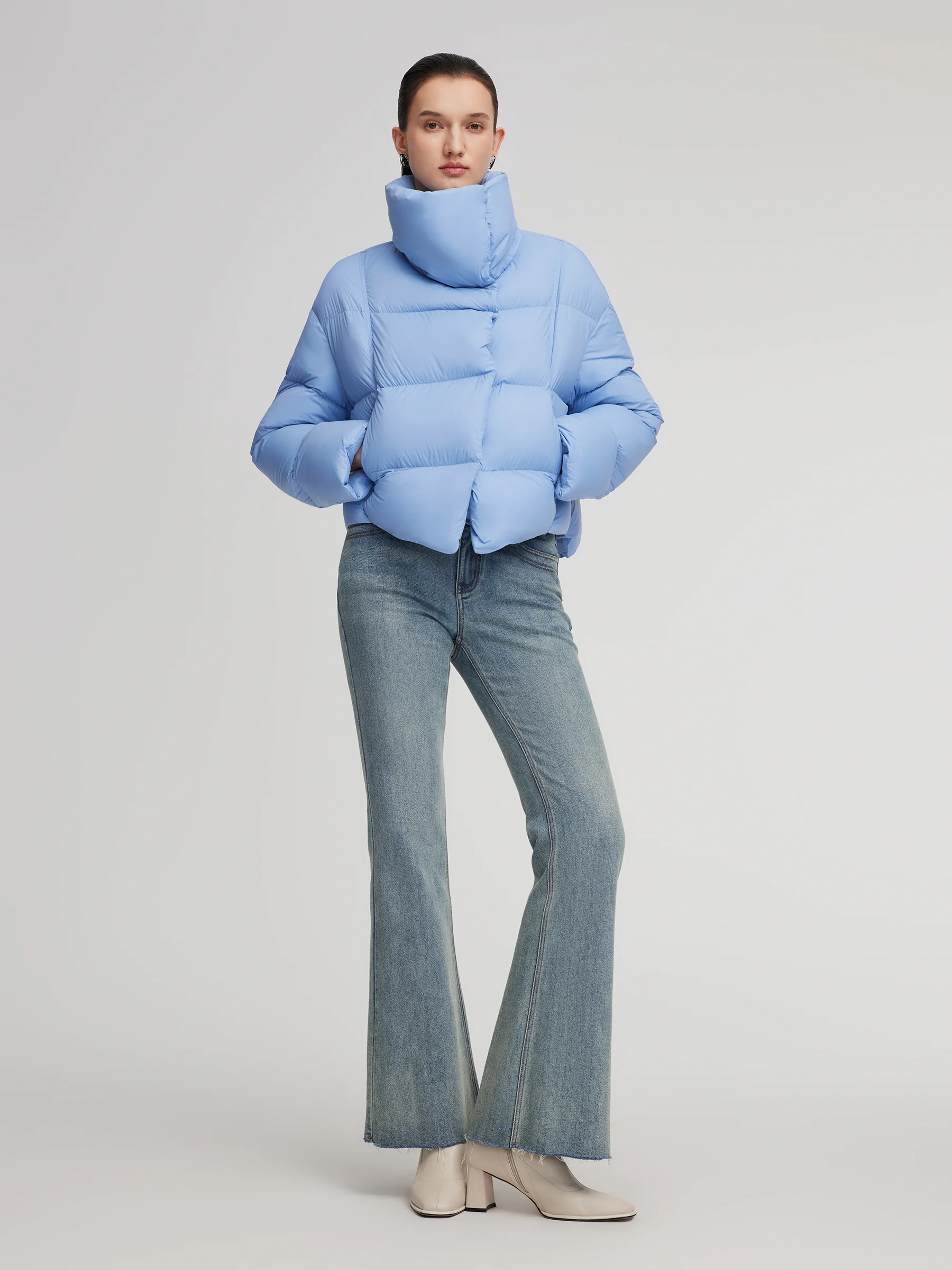 Windproof Lightweight Wide Lapel Goose Down Jacket - Image 5