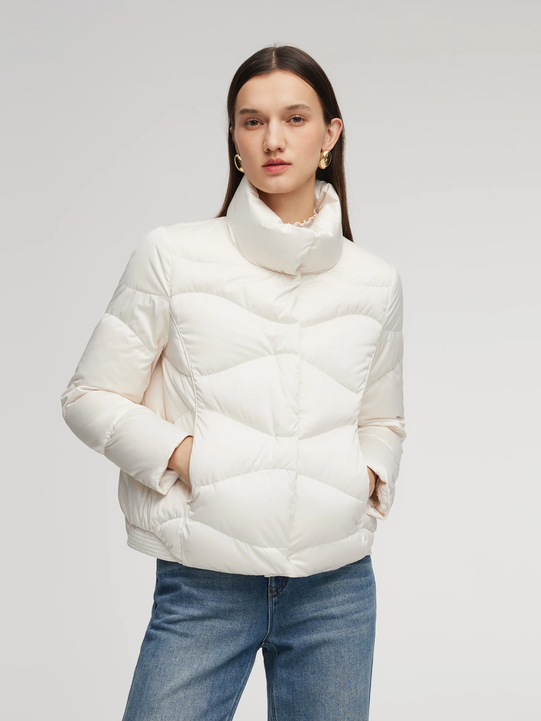 Windproof Magnetic Snap Goose Down Jacket