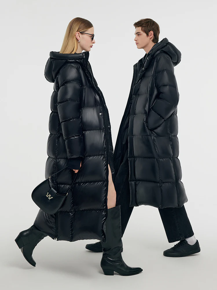 Windproof Warm Hooded Long Goose Down Coat - Image 3