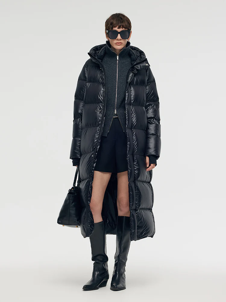 Windproof Warm Hooded Long Goose Down Coat - Image 5