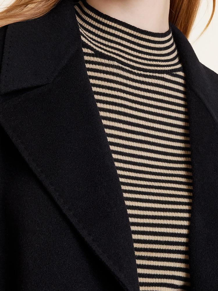 Wool And Cashmere Double-Faced Notched Lapel Women Coat - Image 9