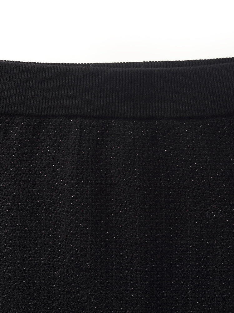 Wool Blend Long Sleeve Knit Top And A-Line Skirt Two-Piece Set - Image 10