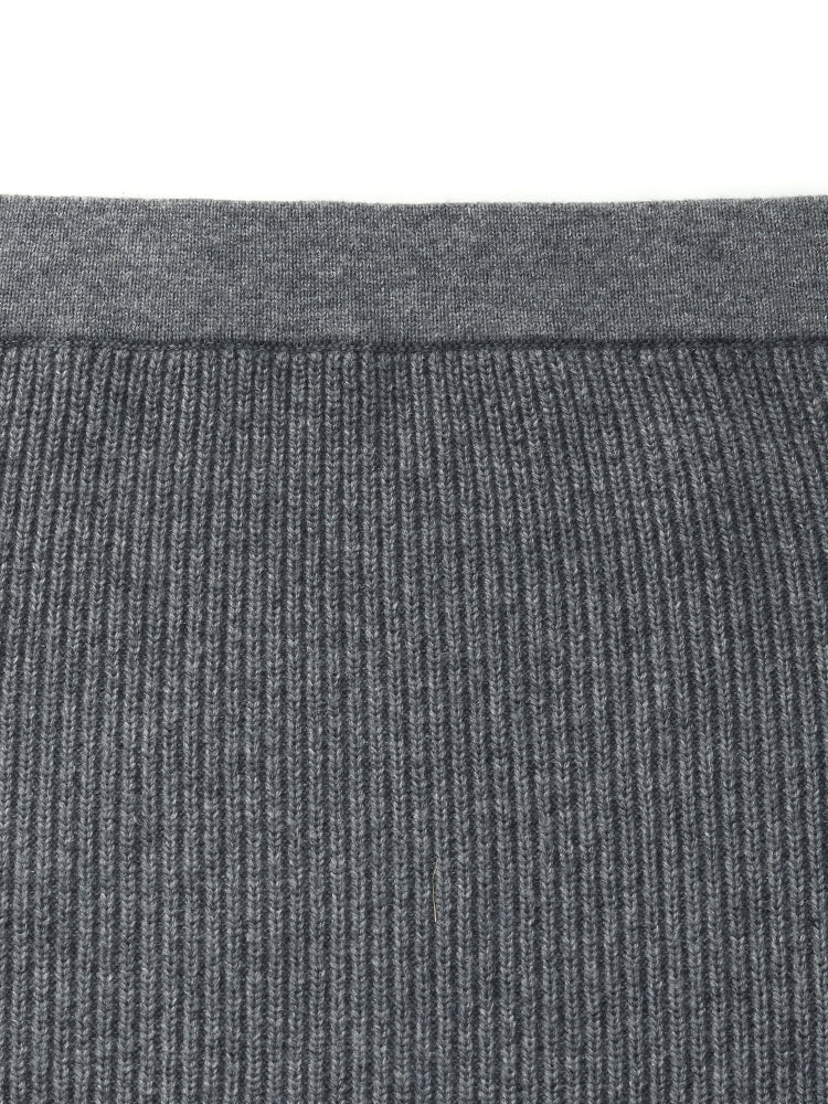 Wool Blend Mock Neck Sweater And A-Line Skirt Two-Piece Set With Belt - Image 8