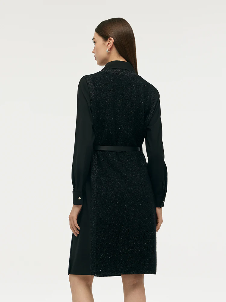 Wool Blend Patchwork Women Mini Dress - Image 3