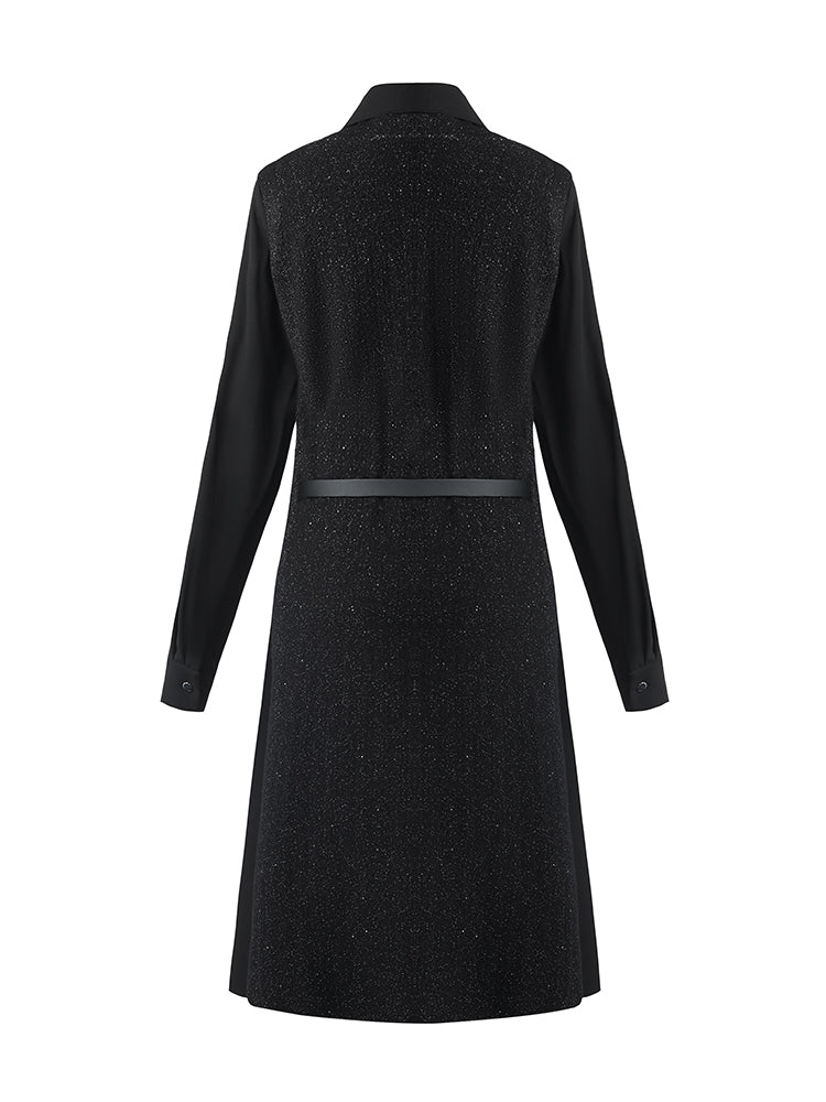 Wool Blend Patchwork Women Mini Dress - Image 7