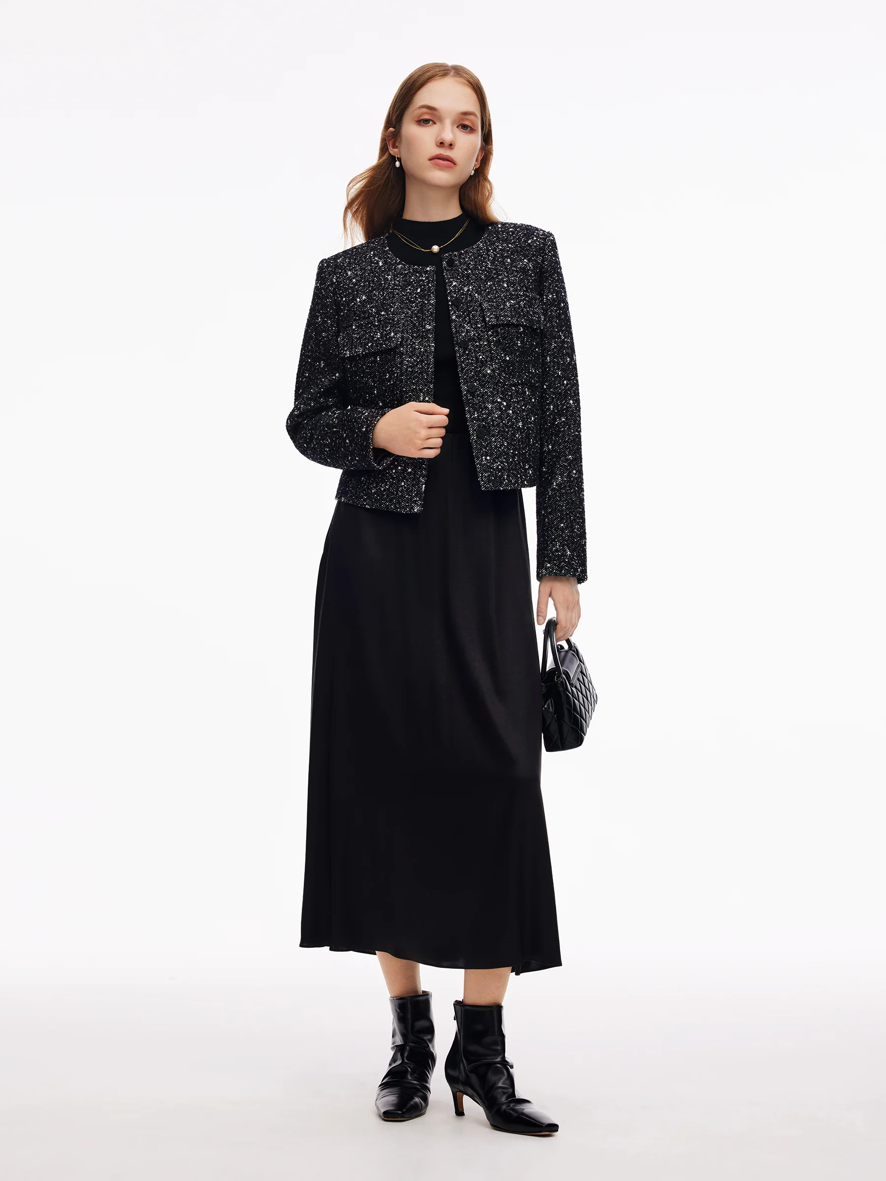 Wool Blend Round Neck Women Jacket - Image 2