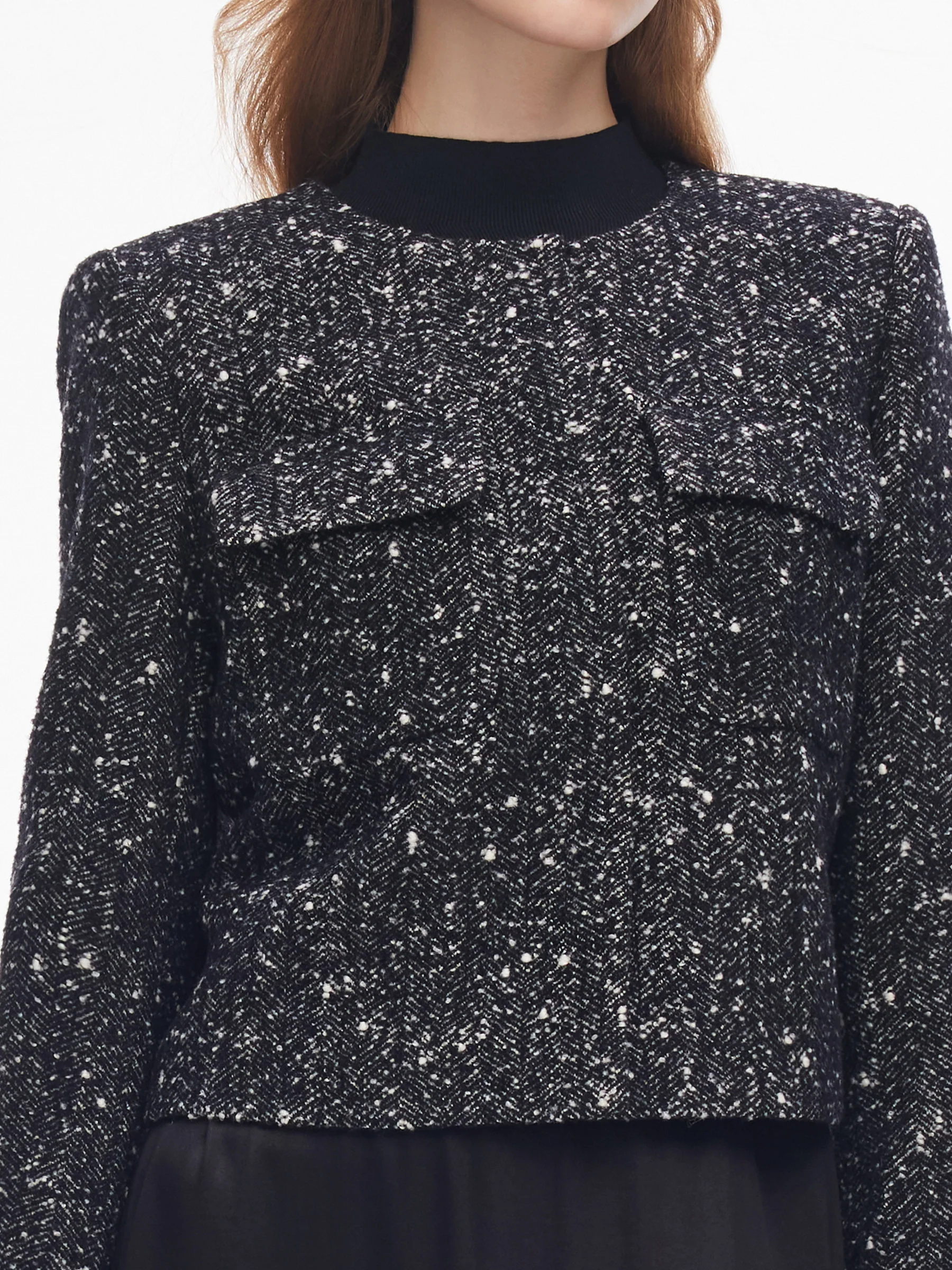 Wool Blend Round Neck Women Jacket - Image 5