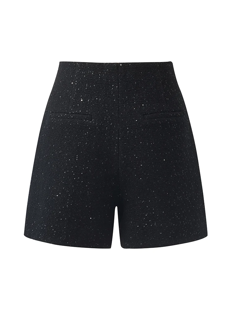 Wool Blend Sequins A-Line Women Shorts - Image 6