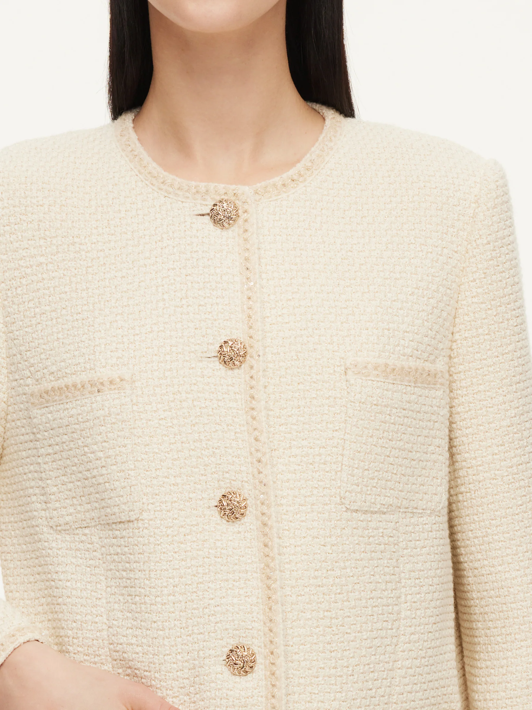 Pre-Order Wool Blend Tweed Braided Trim Women Jacket - Image 7