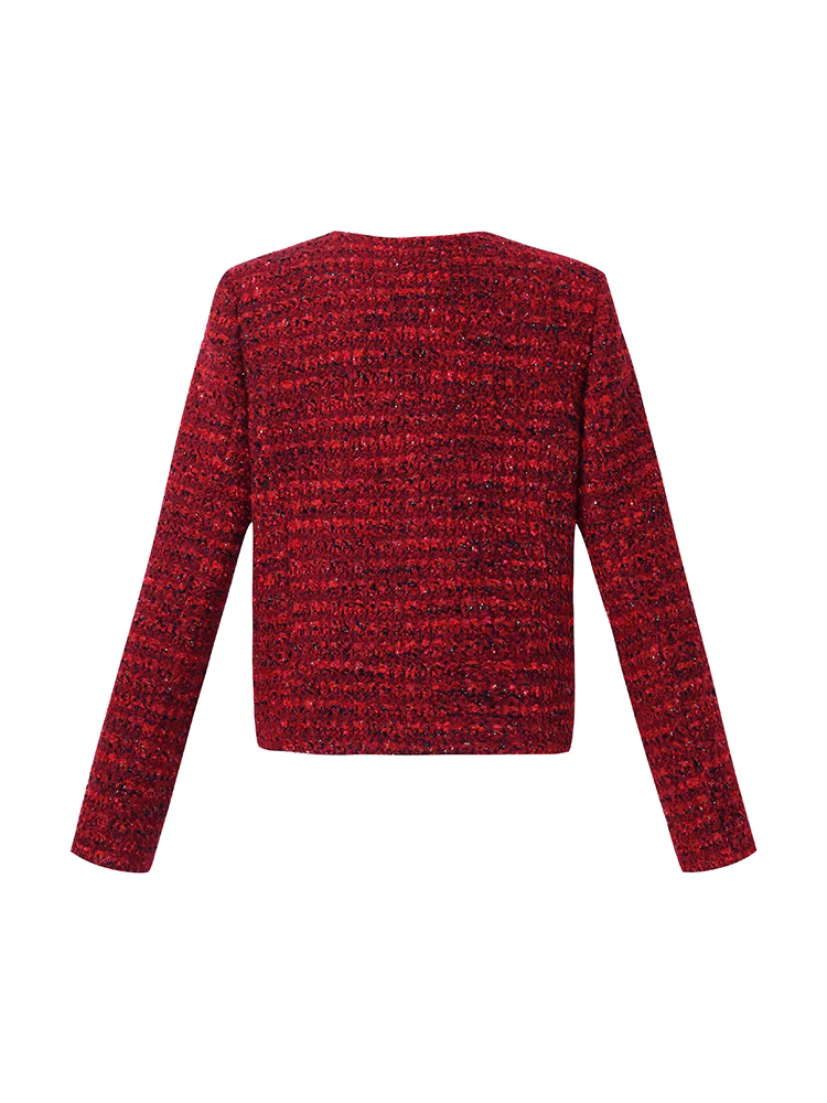 Wool Blend Tweed Women Crop Jacket - Image 10