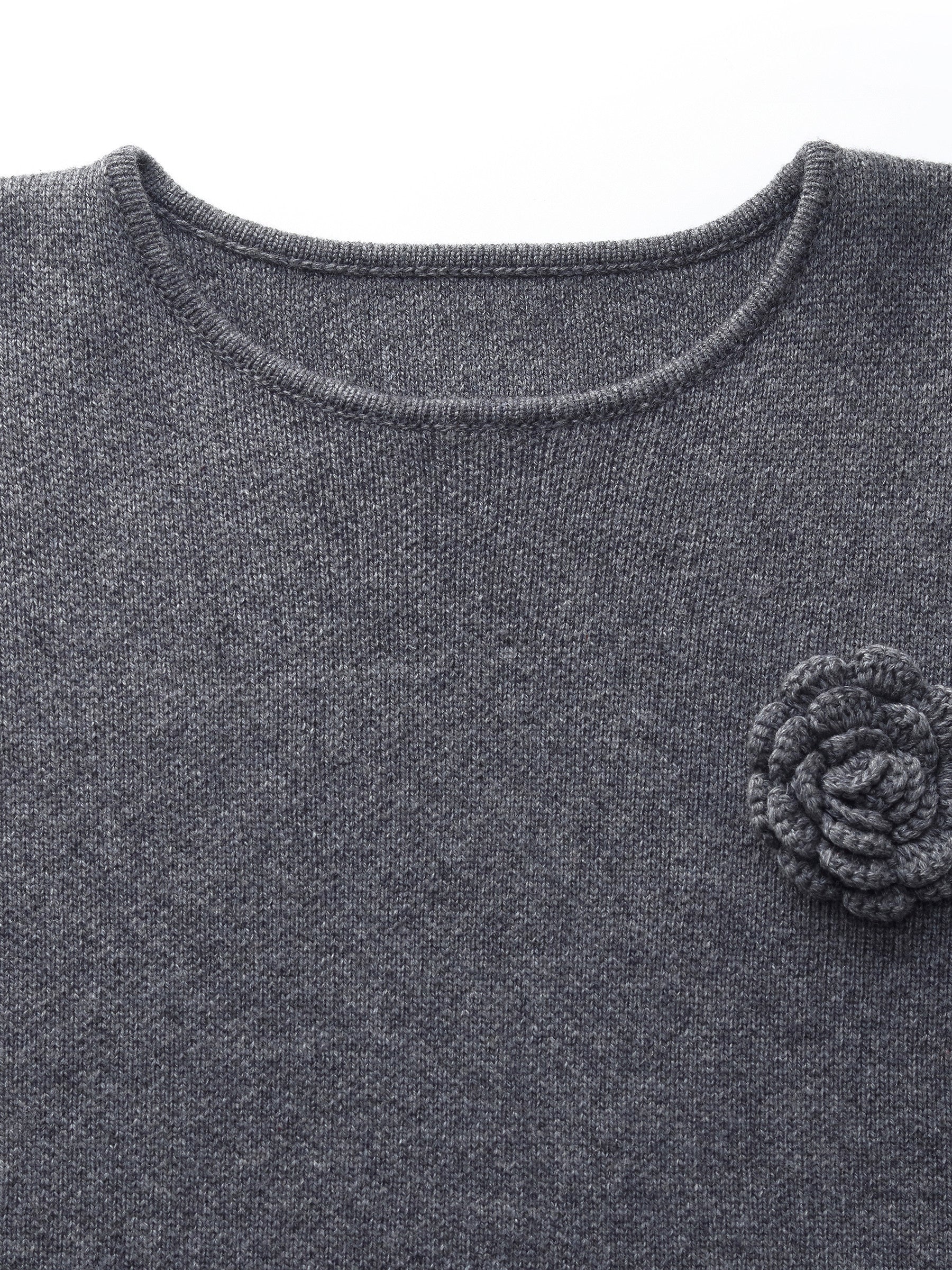 Wool Blend Women Knit Top With Detachable Brooch - Image 7