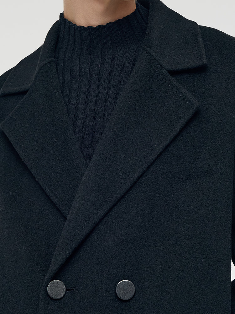 Wool Cashmere Double-Faced Unisex Mid-Length Coat - Image 12
