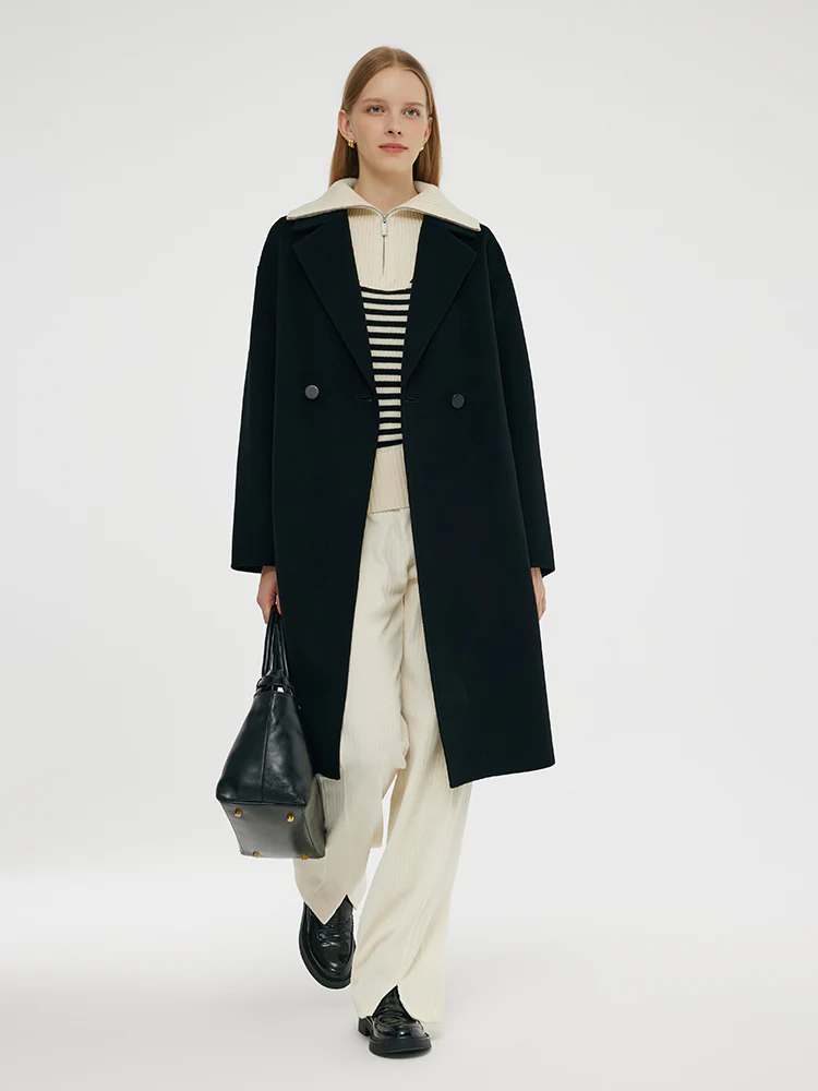 Wool Cashmere Double-Faced Unisex Mid-Length Coat - Image 5
