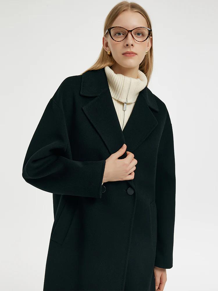 Wool Cashmere Double-Faced Unisex Mid-Length Coat - Image 7