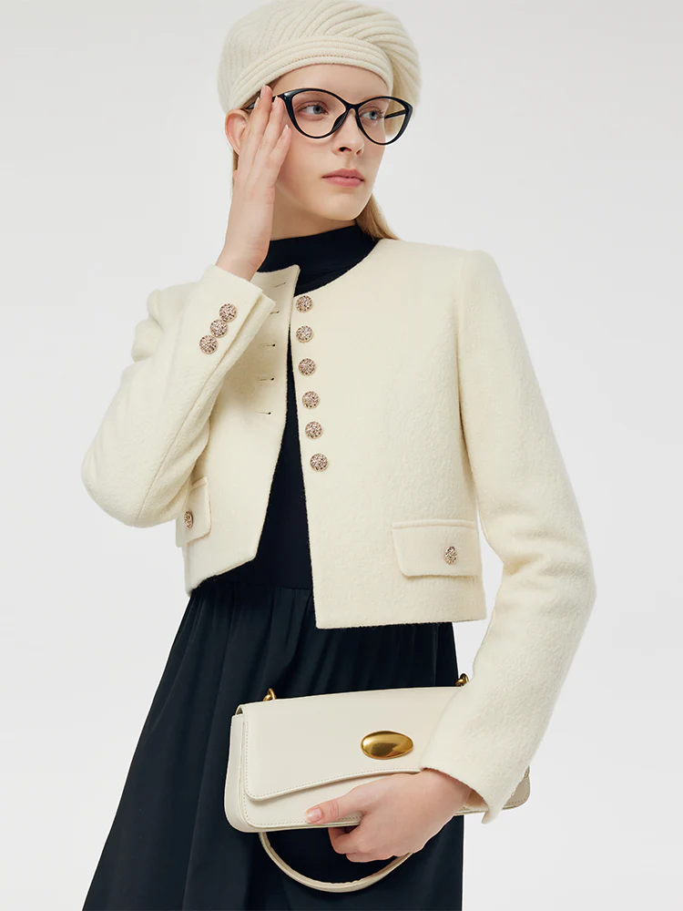 Wool Crop Jacket And Midi Dress Two-Piece Set - Image 6