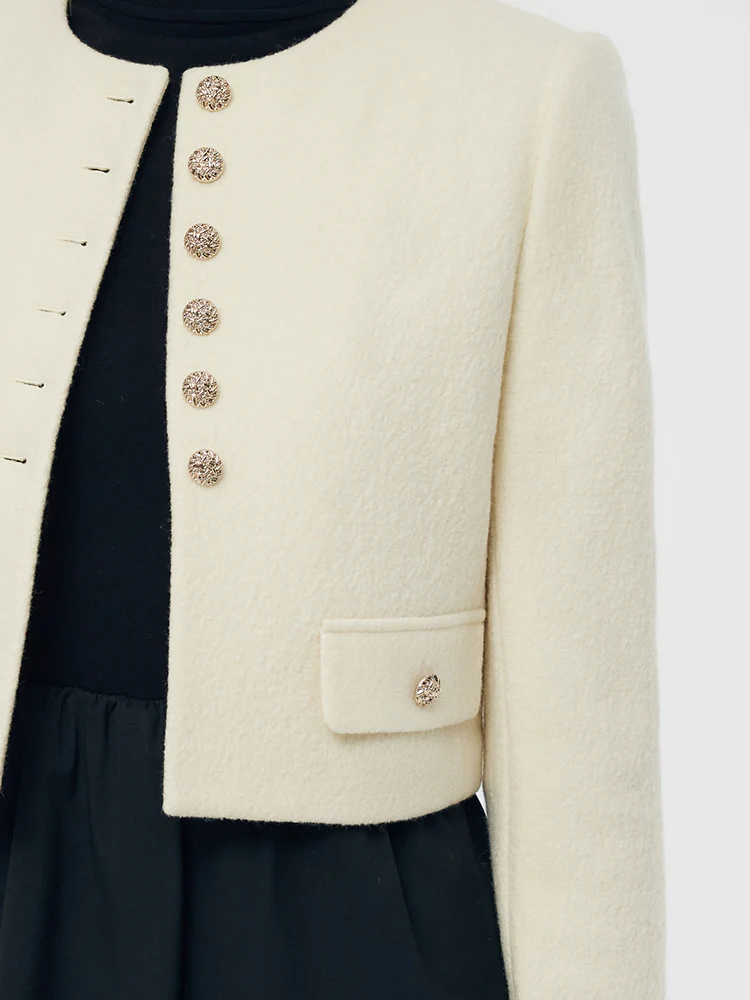 Wool Crop Jacket And Midi Dress Two-Piece Set - Image 7