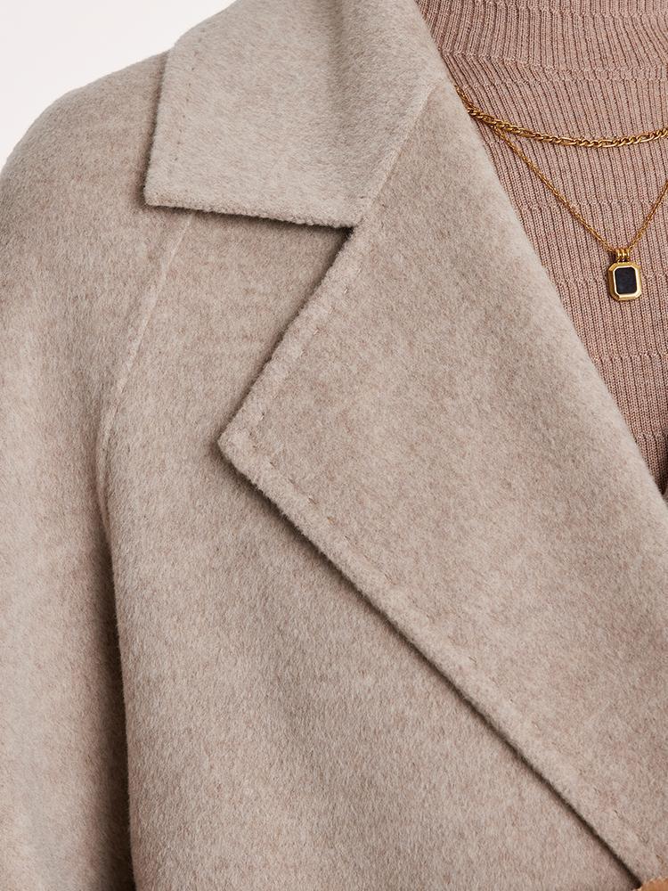 Cashmere Wool Notched Lapel Double-Faced Women Coat - Image 6