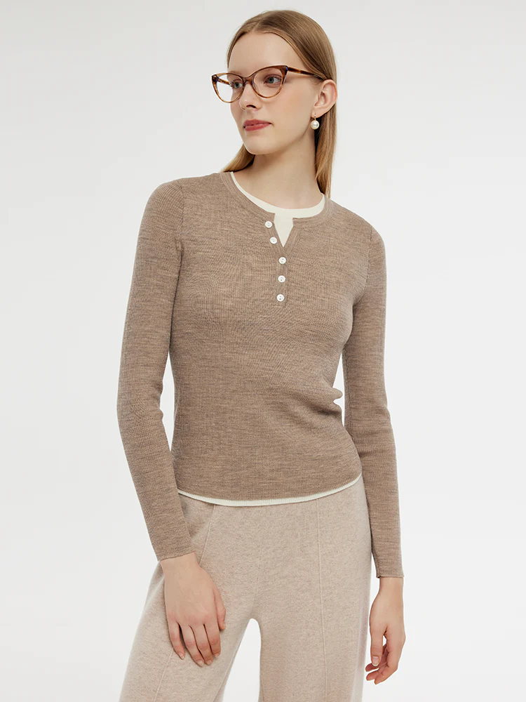 100% Wool Patchwork Women Knit Top - Image 4