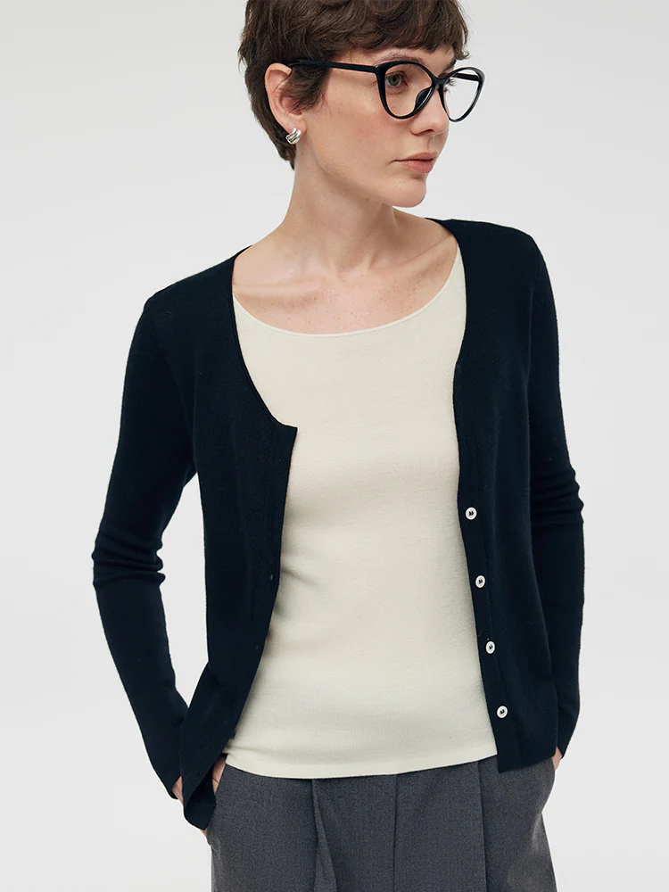 100% Wool Patchwork Women Long Sleeve Knit Top - Image 5