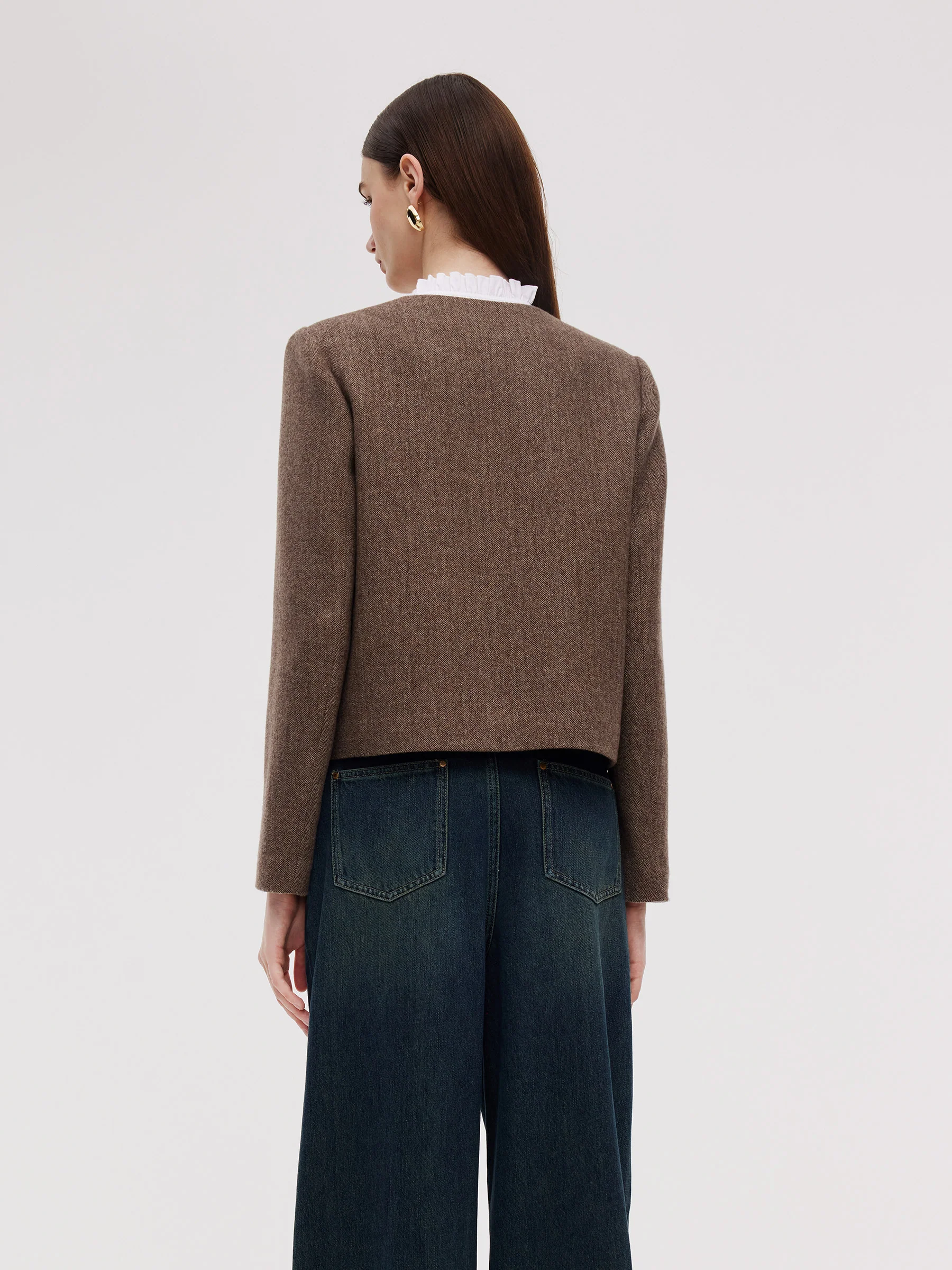 Washable Wool Round Neck Straight Fit Women Jacket - Image 4