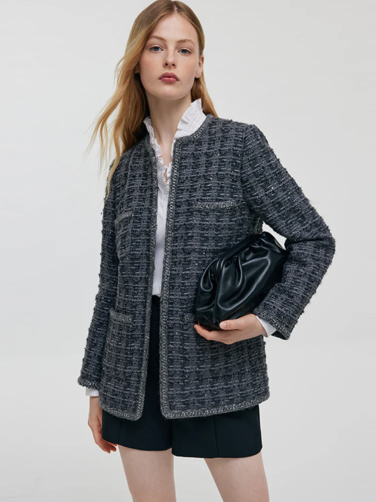 Wool Sequins Tweed Women Jacket - Image 5