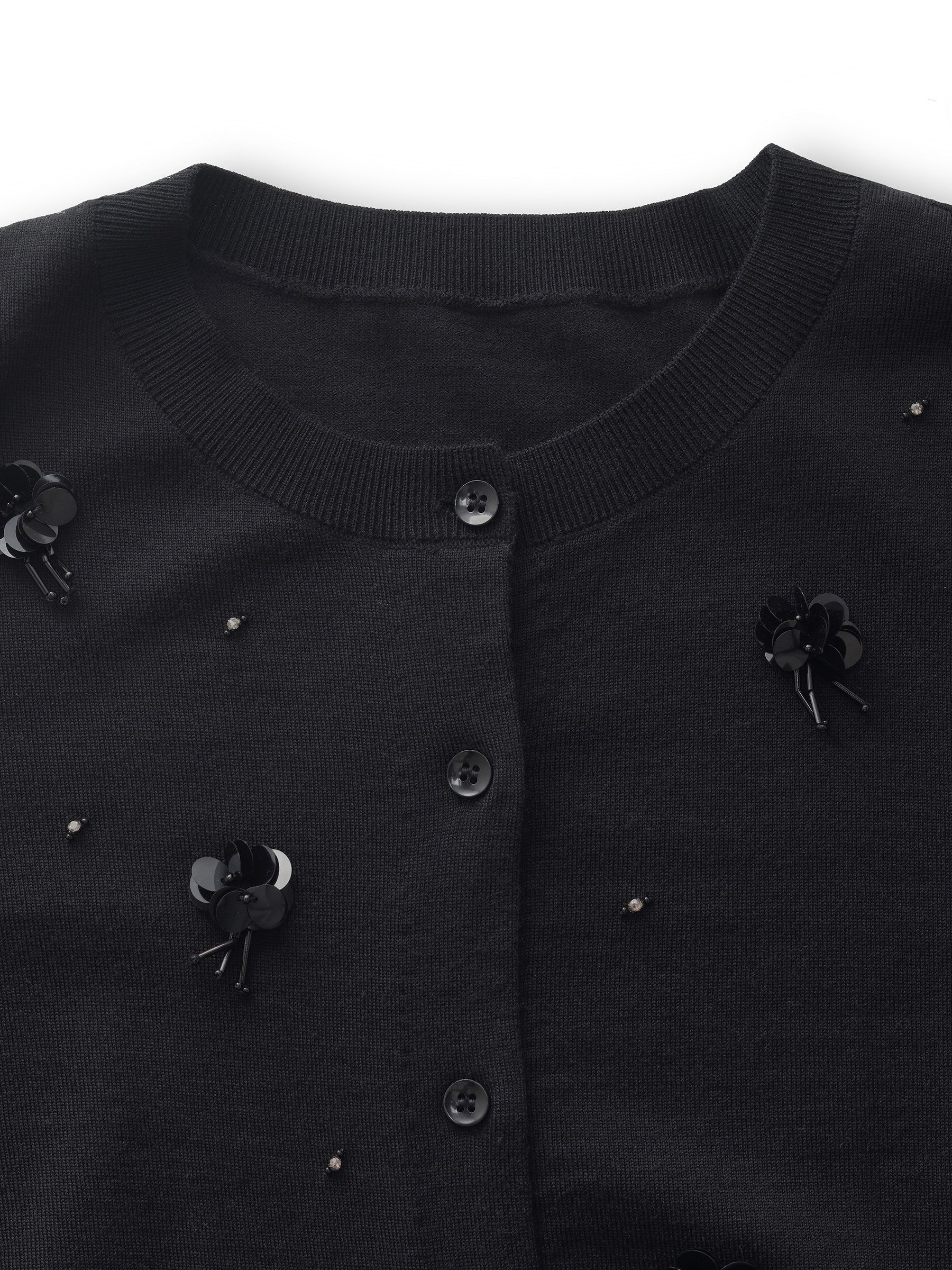 Worsted Wool Blend Beaded Sequins Women Cardigan - Image 9