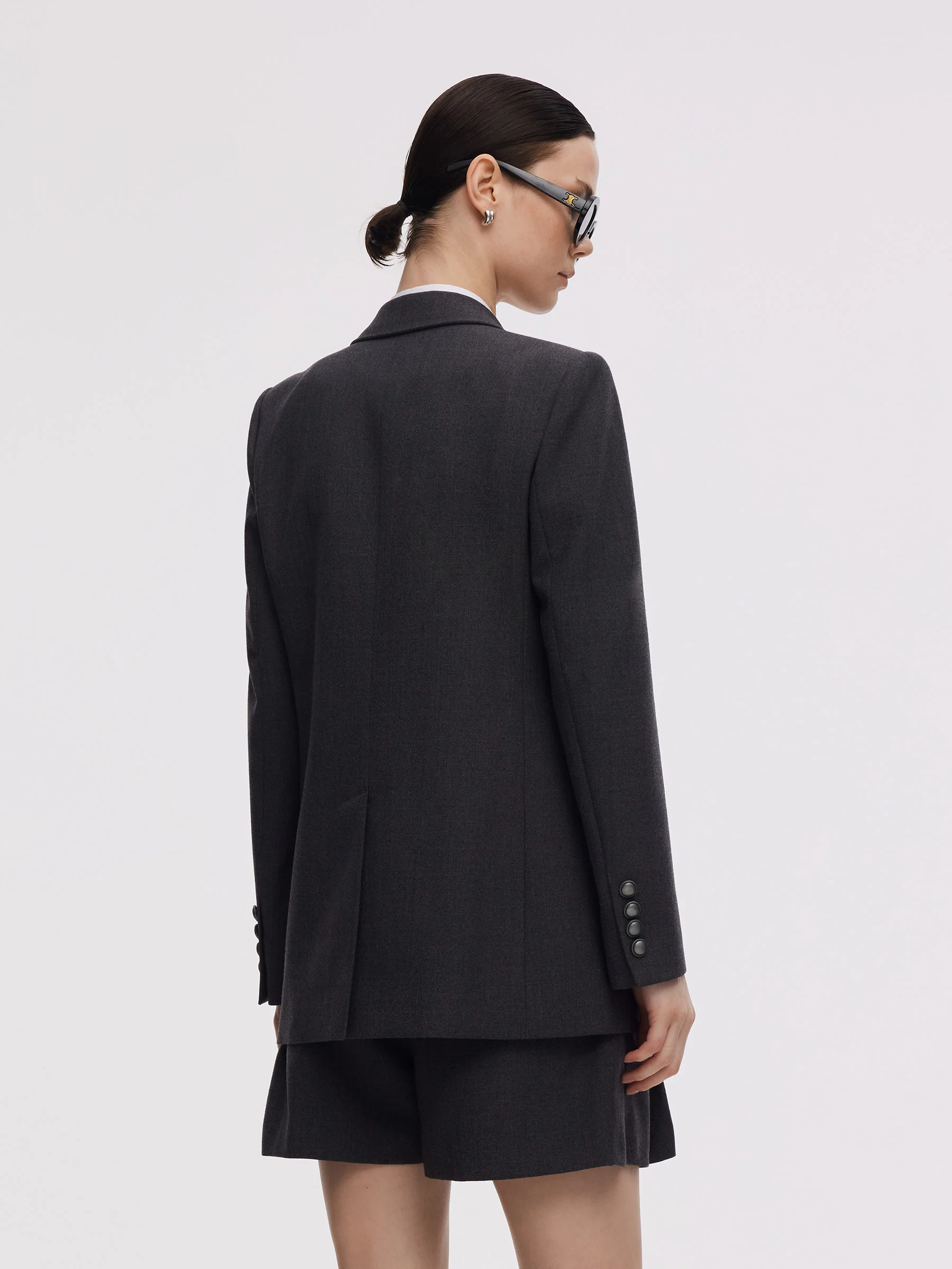 Worsted Wool Blend Notched Collar Women Blazer - Image 3