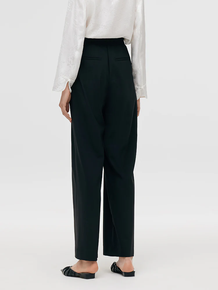Worsted Wool New Chinese-Style Straight Women Pants - Image 3