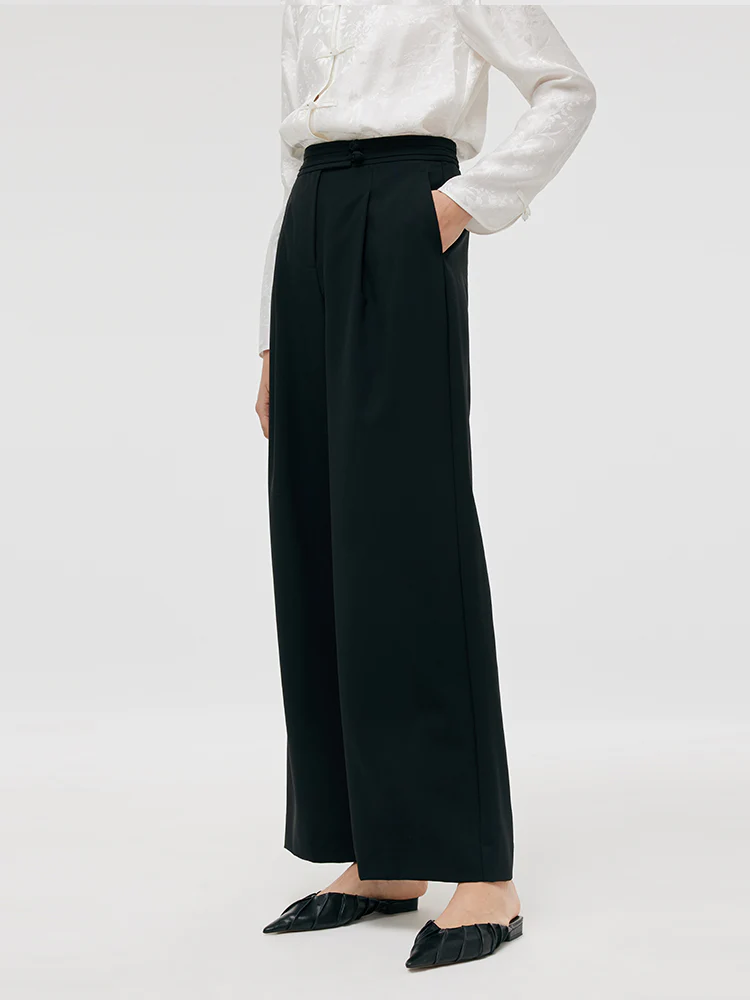 Worsted Wool New Chinese-Style Straight Women Pants - Image 4