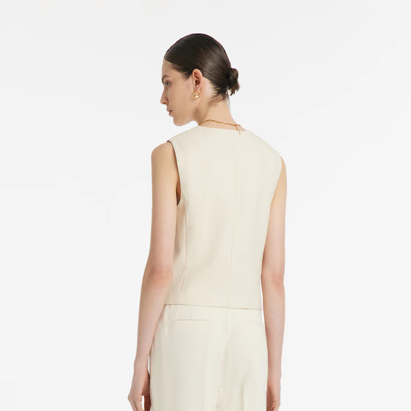 Worsted Wool Single-Breasted Women Vest - Image 15
