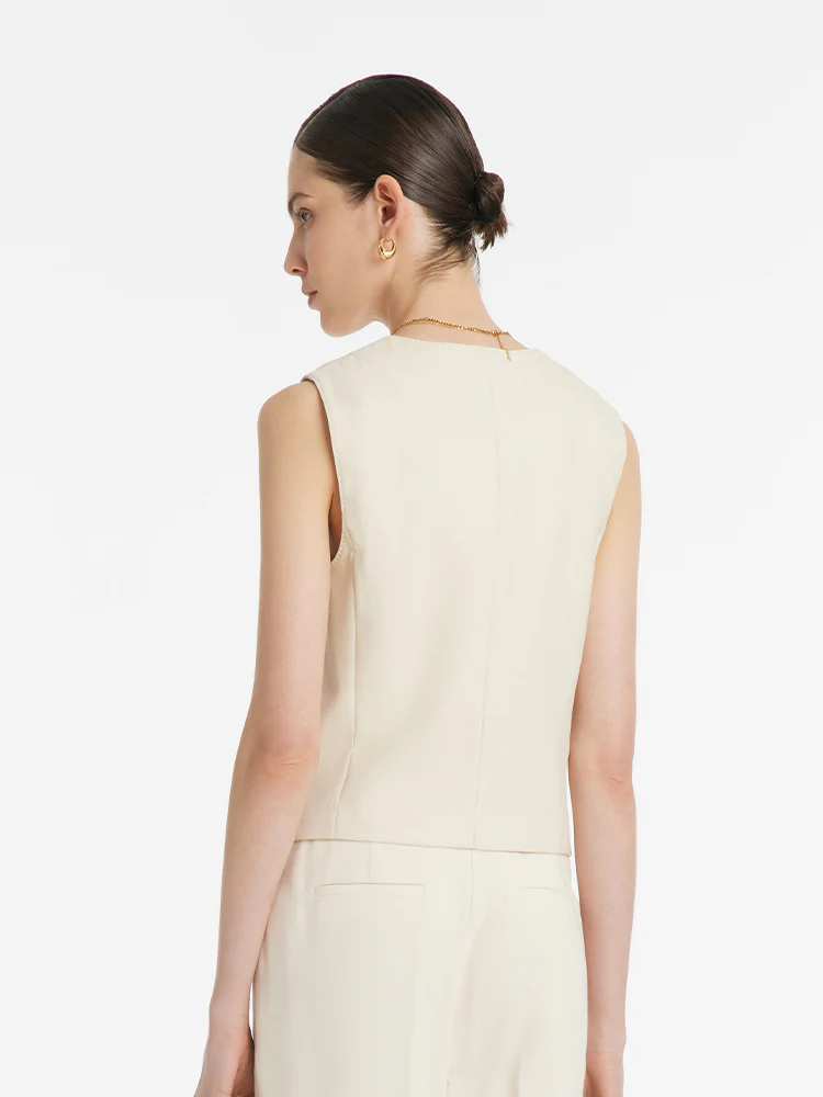Worsted Wool Single-Breasted Women Vest - Image 3