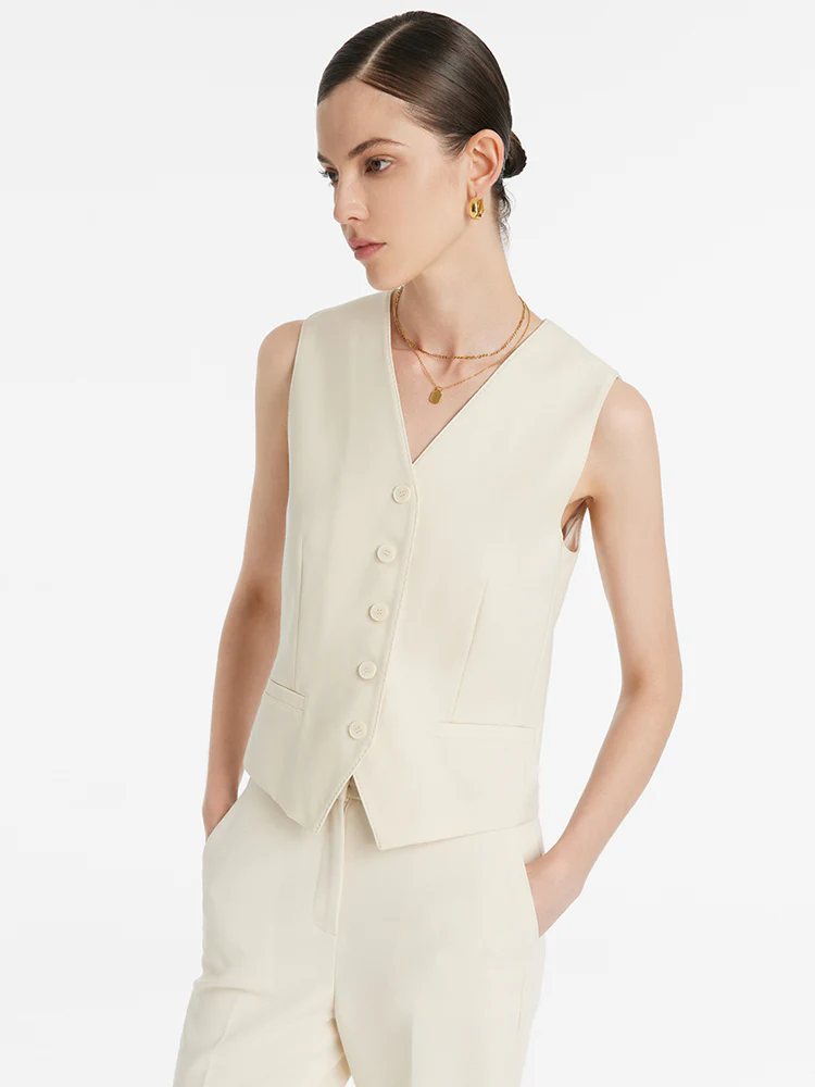 Worsted Wool Single-Breasted Women Vest - Image 4