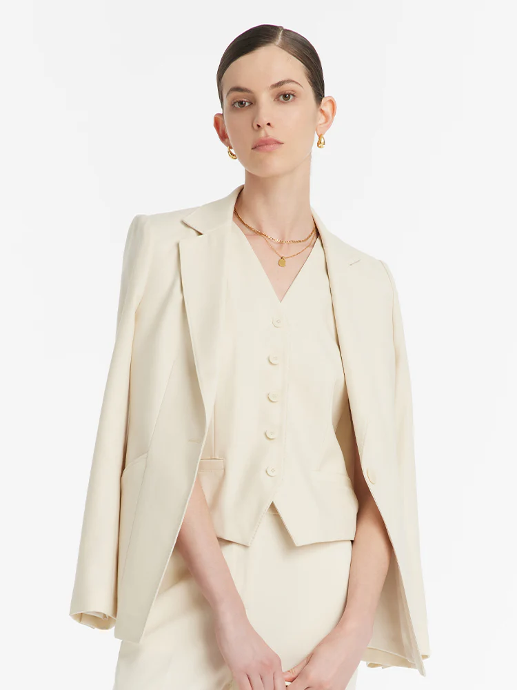 Worsted Wool Single-Breasted Women Vest - Image 6