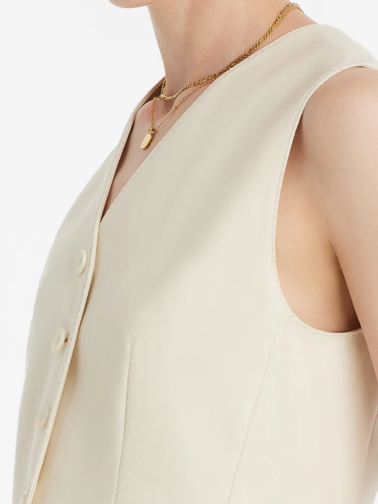 Worsted Wool Single-Breasted Women Vest - Image 7