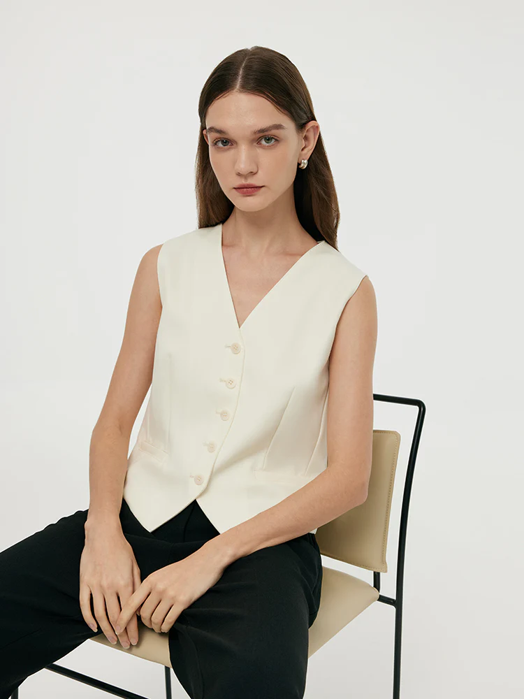 Worsted Wool Single-Breasted Women Vest - Image 5