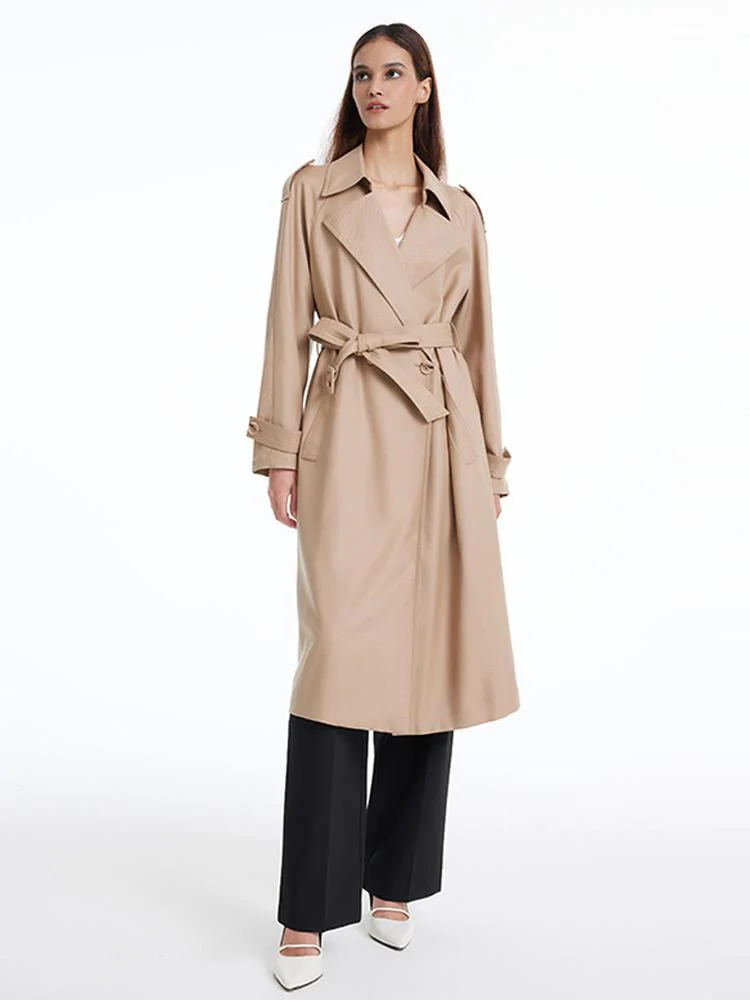 Worsted Woolen Double-Breasted Trench Coat - Image 3