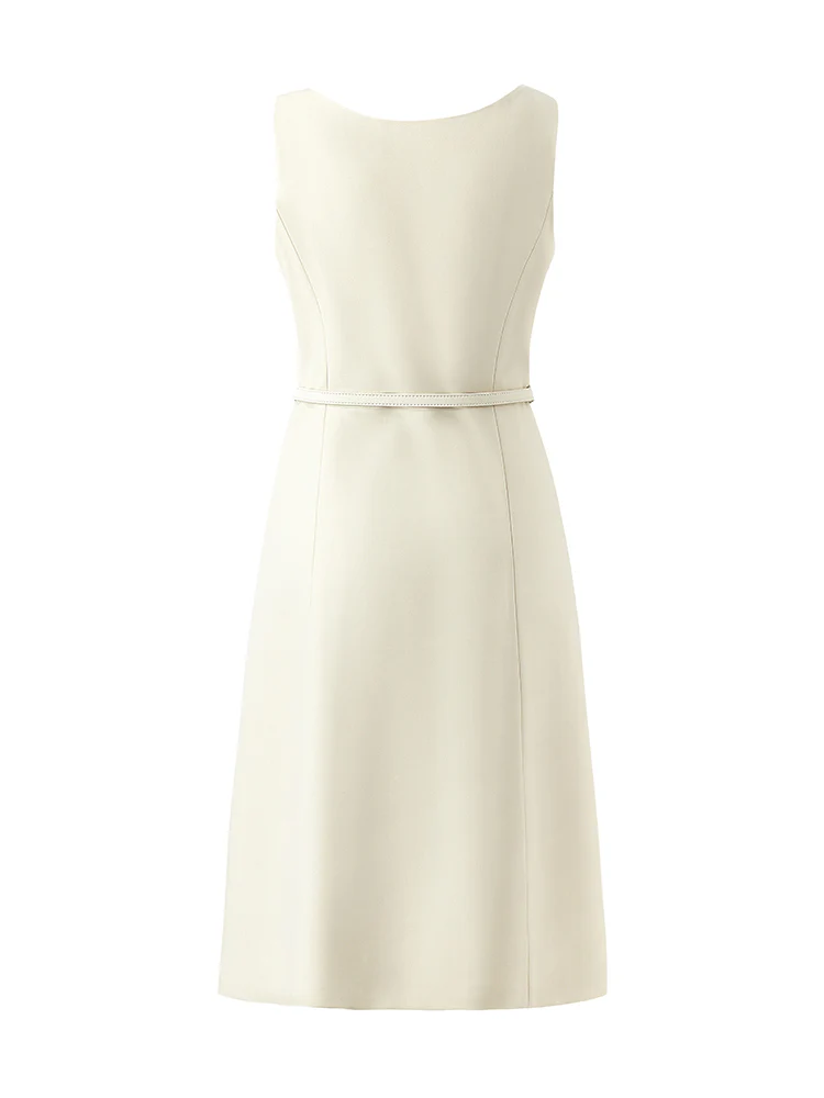 Worsted Wool Women Mini Vest Dress With Belt - Image 10