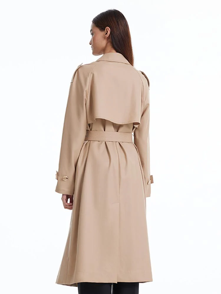 Worsted Woolen Trench Coat With Belt - Image 3