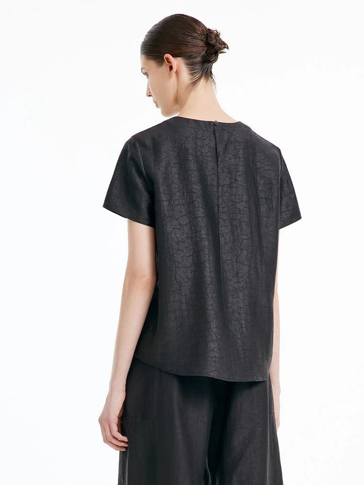 Xiang Yun Silk Short Sleeve Woven T-shirt - Image 3